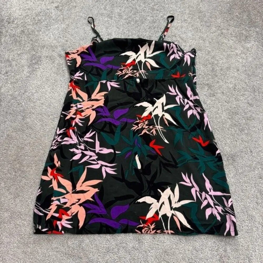 Obey Worldwide Botanical Leaf Print Mini Dress Womens Medium Multi Floral Boho